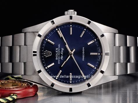 rolex air king usato quadrante blu|Rolex Air King 14010M blue 369 white bar KNumber USED mens.